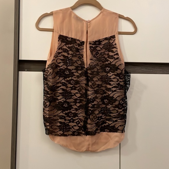 Blush and black lace and silk blouse - Picture 3 of 4